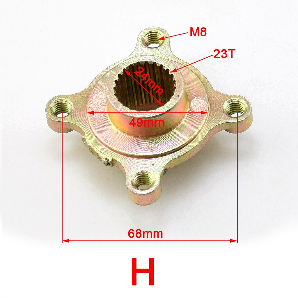 4 Stud 3 hole Axle 23T 24T 17T Hub Spline Mounting brackets Wheel Hub for 50cc- 125cc 150cc 250cc Quad Dirt Bike ATV Buggy: H