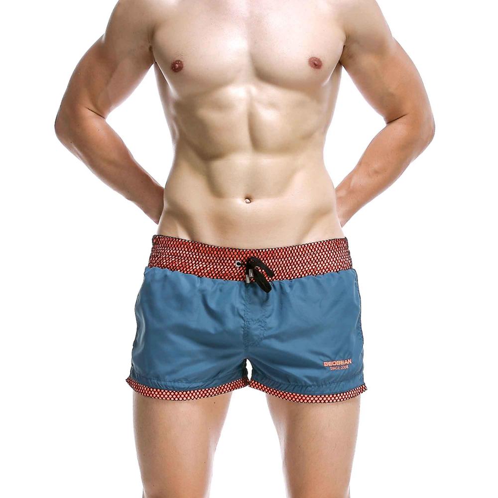 Seobean Mannen Strand Broek Comfortabel Ademend Letters Strepen Stiksels Strand Shorts: 3 / M