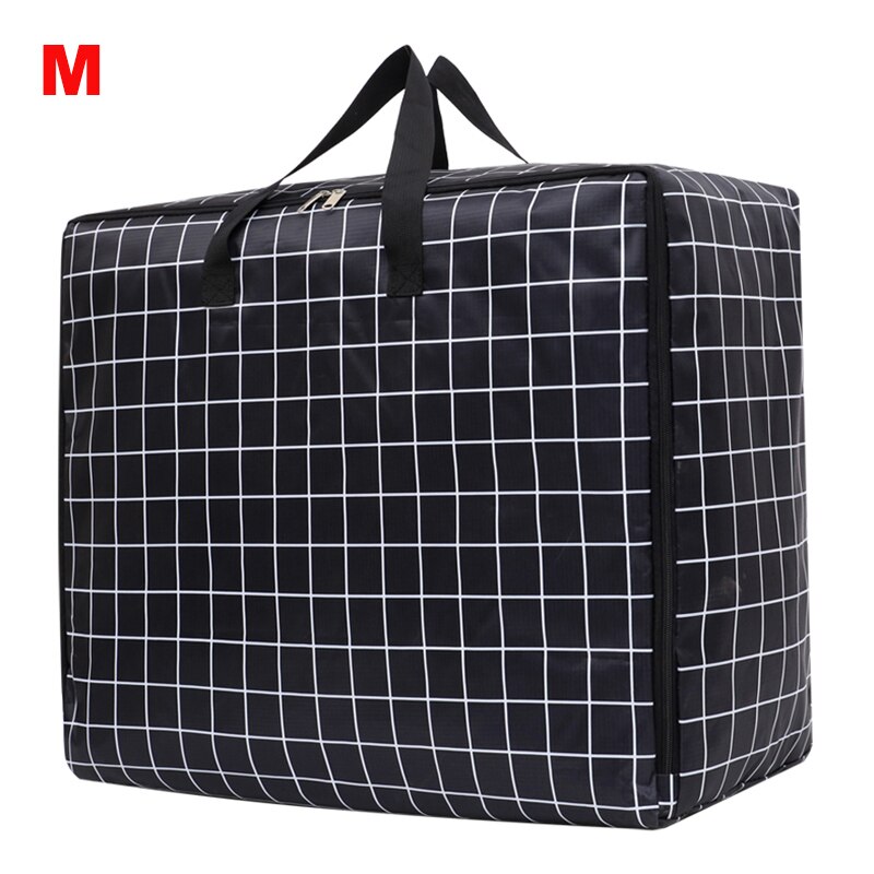 Bolsa de equipaje impermeable, plegable, lavable a máquina, bolsas de almacenamiento de ropa de viaje con cremallera, bolso grande de viaje, bolsa de lona de portátil: Black M