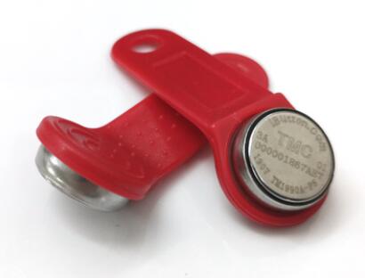 ! 100 pcs Dallas DS1990A DS1990 F5 Serienummer iButton I-Knop elektronische sleutel IB tag kaarten fobs w/ handvat: red