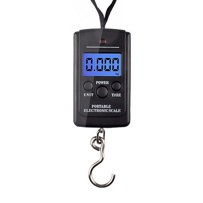 Hängande ledd elektronisk våg digital bagagevåg med bekvämt handtag krok 110lb/50kg för fiskebagage steelyard: Svart bakgrundsbelysning