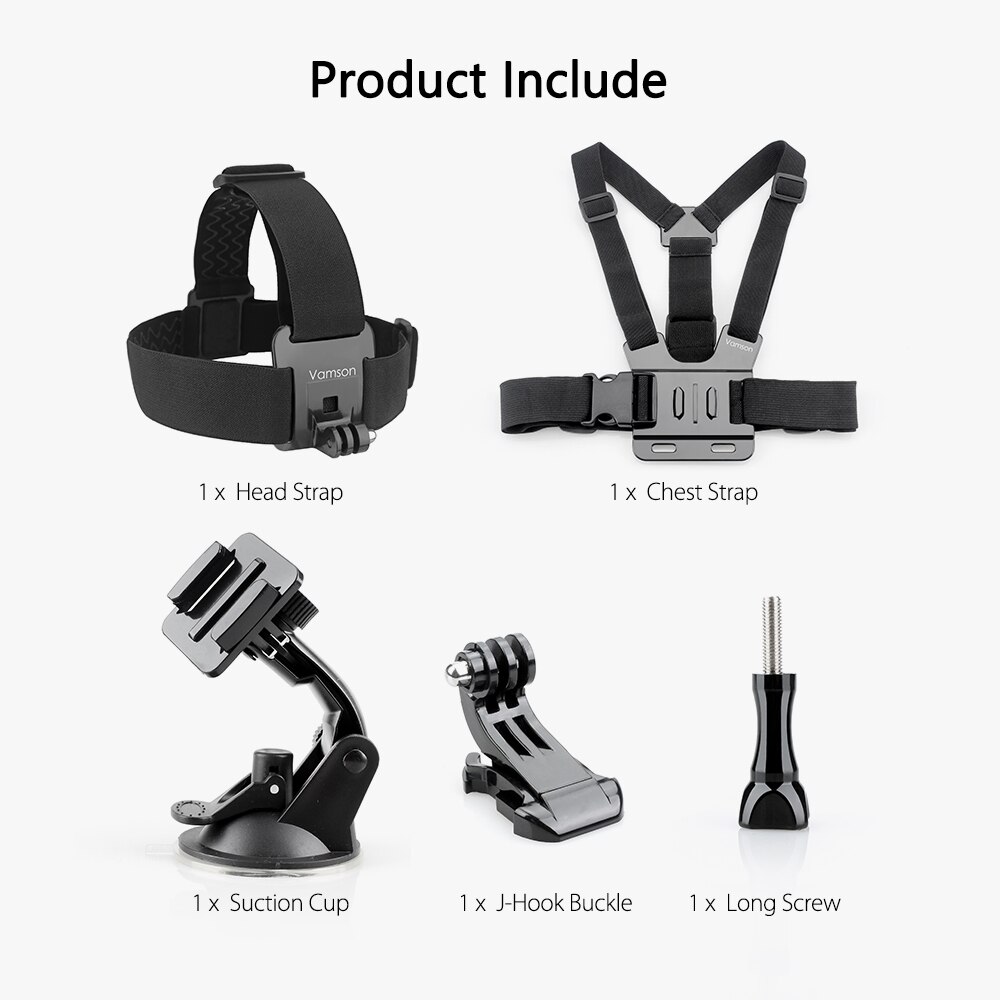 Vamson voor xiaomi voor  yi 4 k accessoires hoofdband borstband zuignap voor gopro hero 5 4 3+ 4 sessie voor eken  h9r vs69
