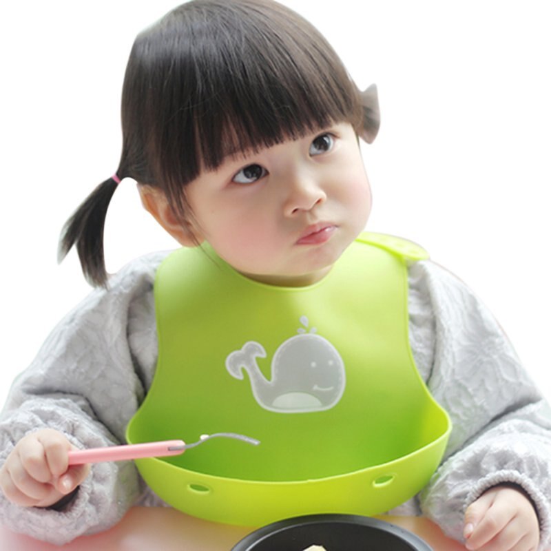 Baby Bibs Cartoon Prints Kids Silicon Bib Child Adjustable Waterproof Bibs Baby Feeding Tools