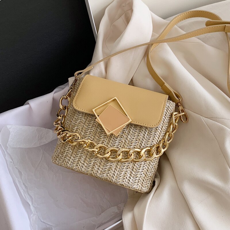 Små halm bøtteposer til kvinner sommer crossbody vesker dame reise vesker og vesker kvinnelig skulderveske