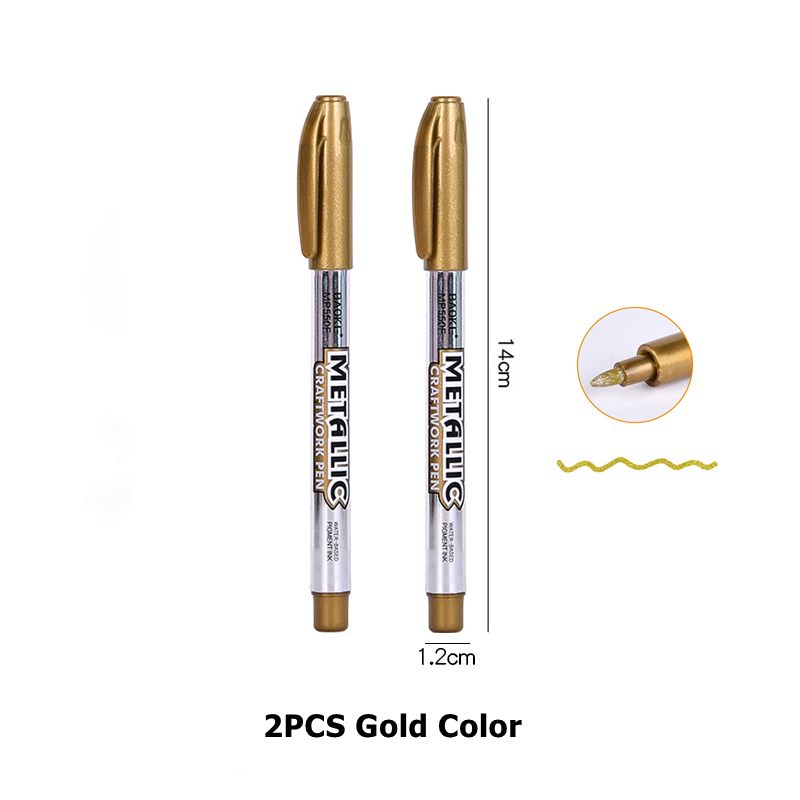 Rotulador metálico resistente al agua, acrílico permanente, Color dorado y plateado, suministros para la vuelta a la escuela, marcador resaltador, pintura DIY