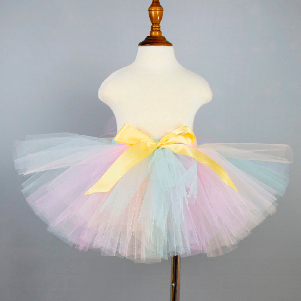 Neue Pastell Regenbogen Baby Mädchen Tutu Rock Flauschigen Schöne Nylon Tüll Tutus Newborn Foto Requisiten Baby Mädchen Kleidung Pettiskirt