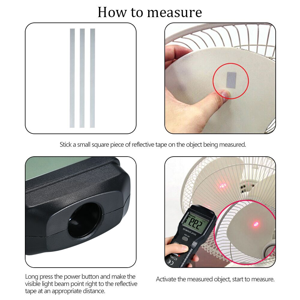 Handheld Digital Photo Tachometer Non-Contact Tach Range 2.5~99999RPM LCD Display Motor Speed Meter