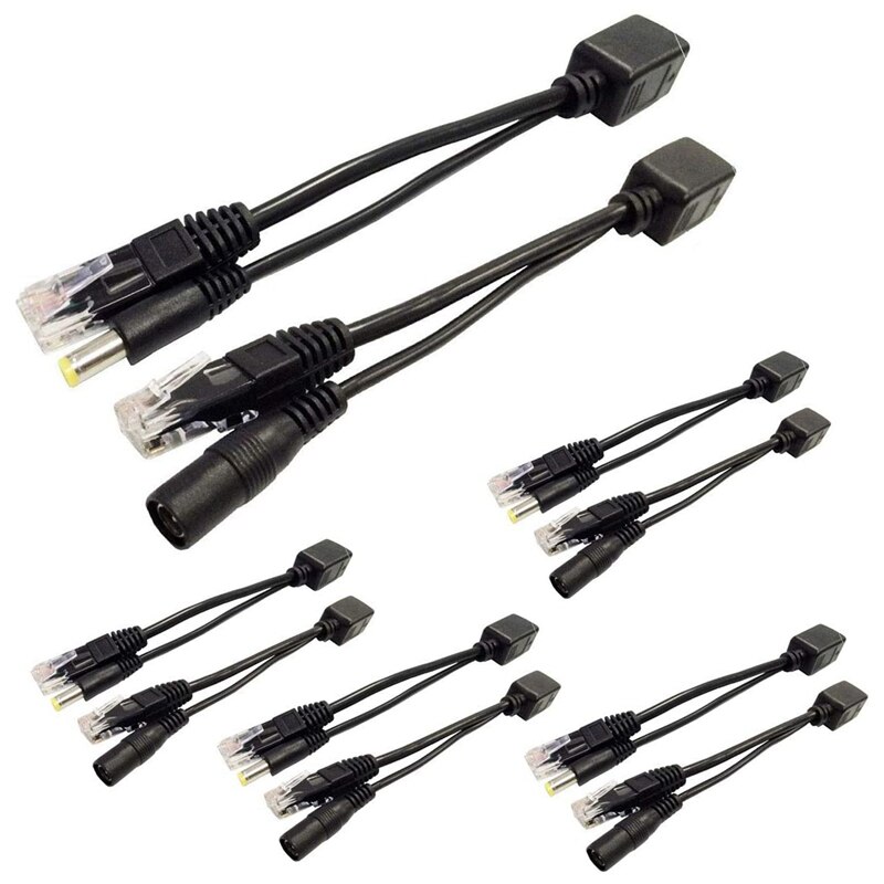 5 Pairs Passive PoE Injector and PoE Splitter Kit with 5.5X2.1 mm DC Connector RJ45 Power Over Ethernet: Default Title