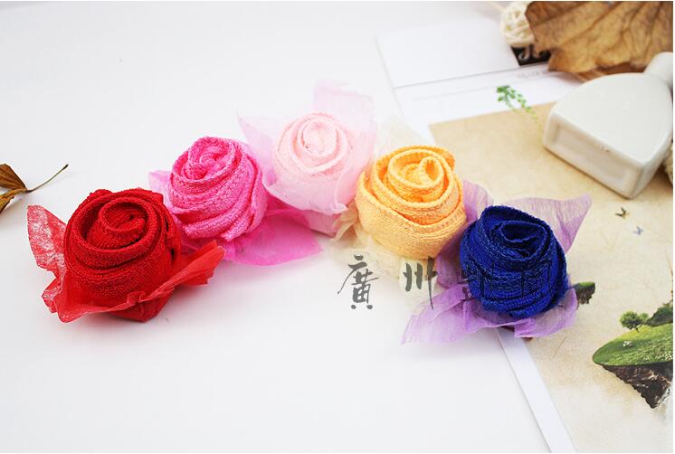 50 pieces Wedding For Guests Sweety Rose Flower Cake Towel For Party Supply Valentine's Day Favor