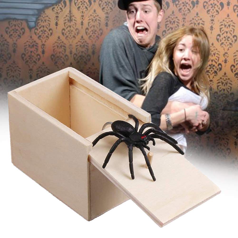 April Fool's Day Box Surprising Spider Spoof Box Scary Worm Wooden Boxes For Friends Halloween Decoration Party Club Decor