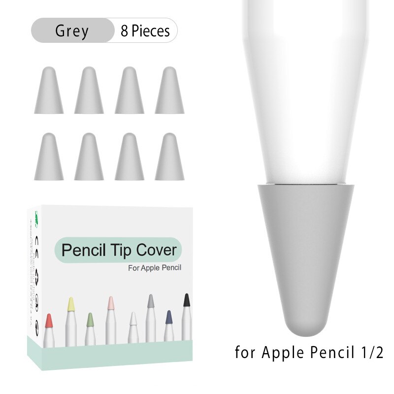 Protective Case For Apple Pencil 1 2st Pen Point Stylus Penpoint Cover Silicone Protector Case For Apple Pencil2 Pencil1 Case: Grey