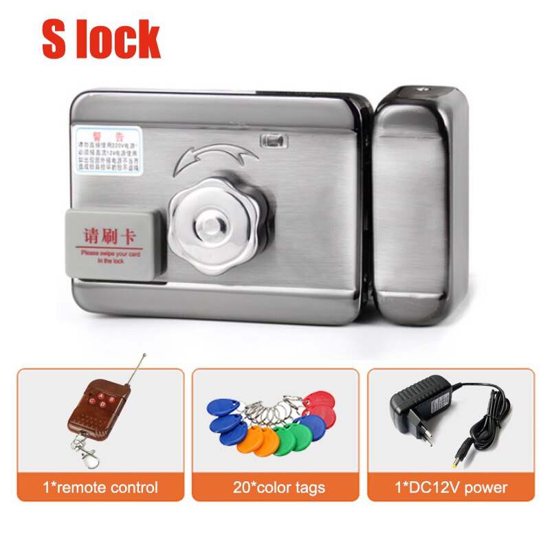 wifi control Electric lock & gate lock Access Control system Electronic integrated RFID Door Rim lock with ID reader 125khz: S 20 tag 1 remote