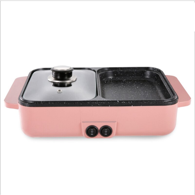 220V 1200W 2 in 1 Mini Electric Cooking Pot Machine Multifunction Hotpot Noodles Eggs Soup Barbecue Non-Stick BBQ Heating Pan: Default Title