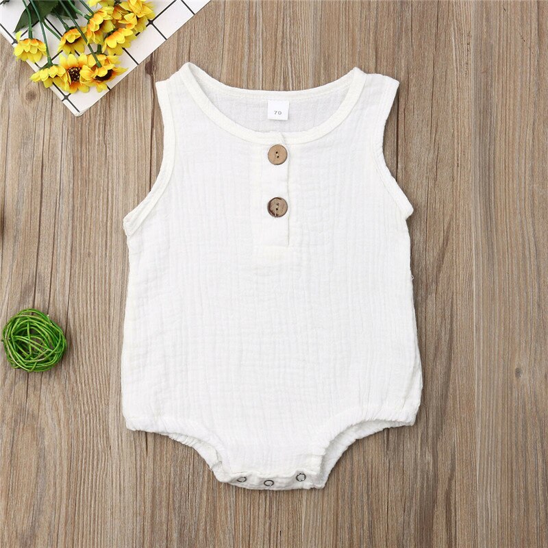 Infants Baby Boy Girl Button Bodysuit Jumpsuit Summer Clothes Set: White / 18M