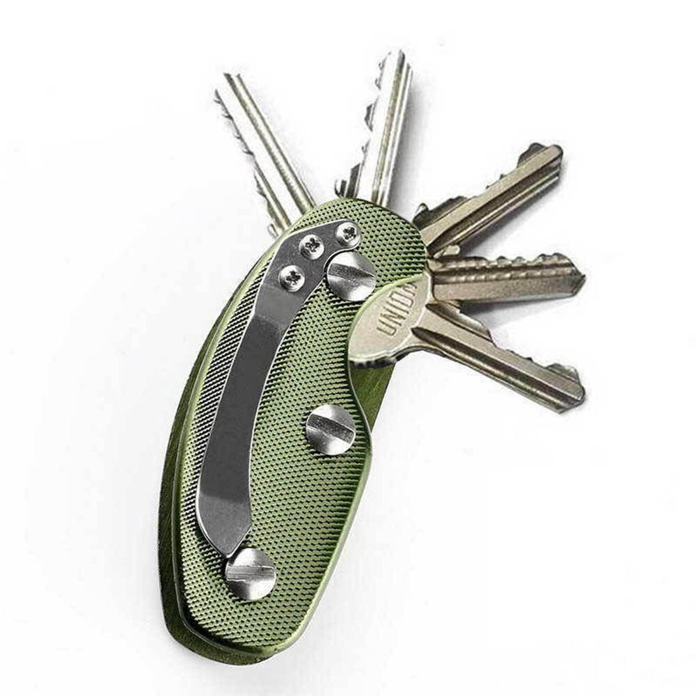 Nøgleholder aluminiumslegering nøglering fleksibel nøgleholder clips nøgler organizer taske mappe nøgleholder ключница для ключей: Grøn