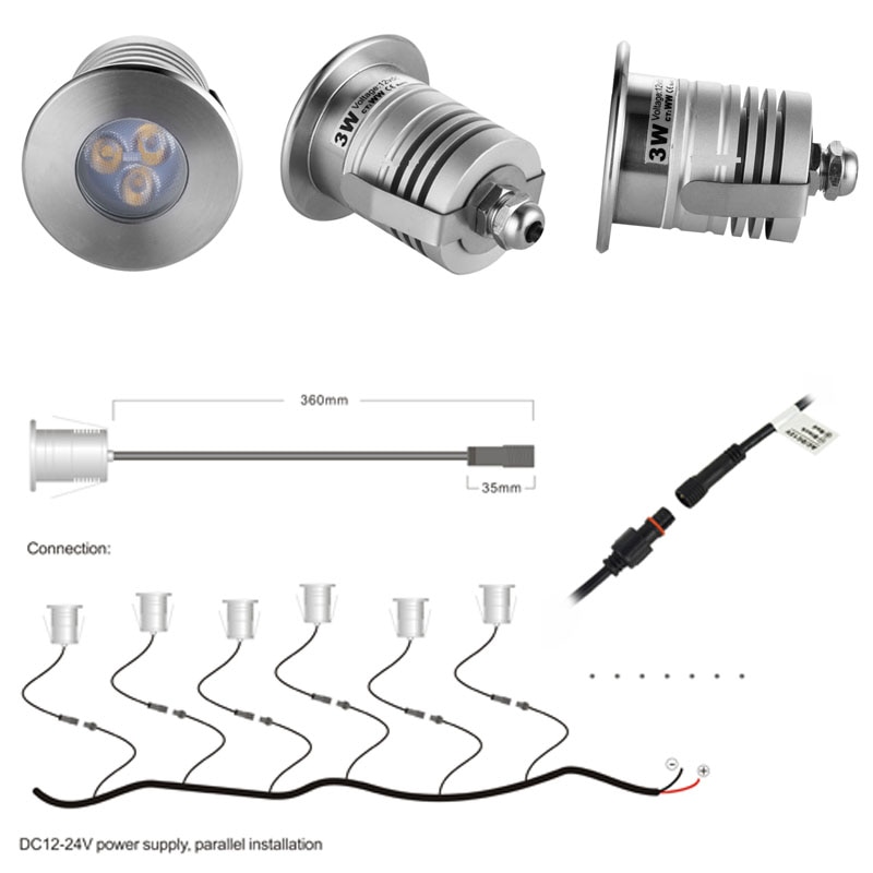 3 W Dc 12V Mini Led Spotlight IP68 Zwembad Spa Sauna Spot Verlichting 3 Watt Lamp Licht Ce rohs Begraven Lamp Verlichting Tuin
