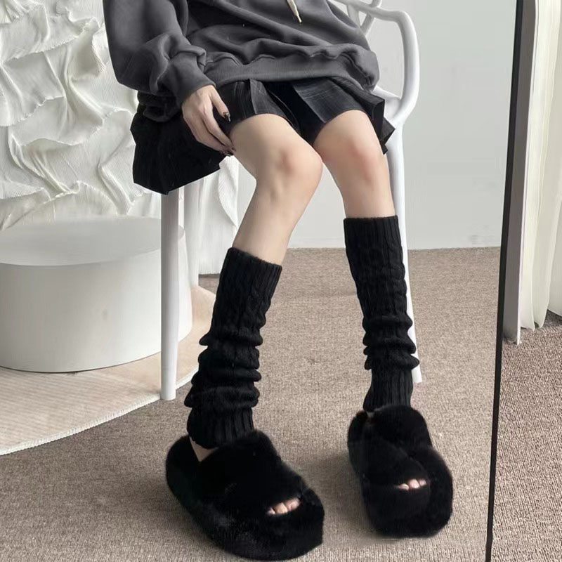 rozaduras piernas calcetines largos lana Lindo leg warmers Calcetines de punto Lolita para mujer, calentador de piernas de chica dulce, Bola de lana, cubierta de pie de punto, Cosplay, otoño, invierno,: Oro