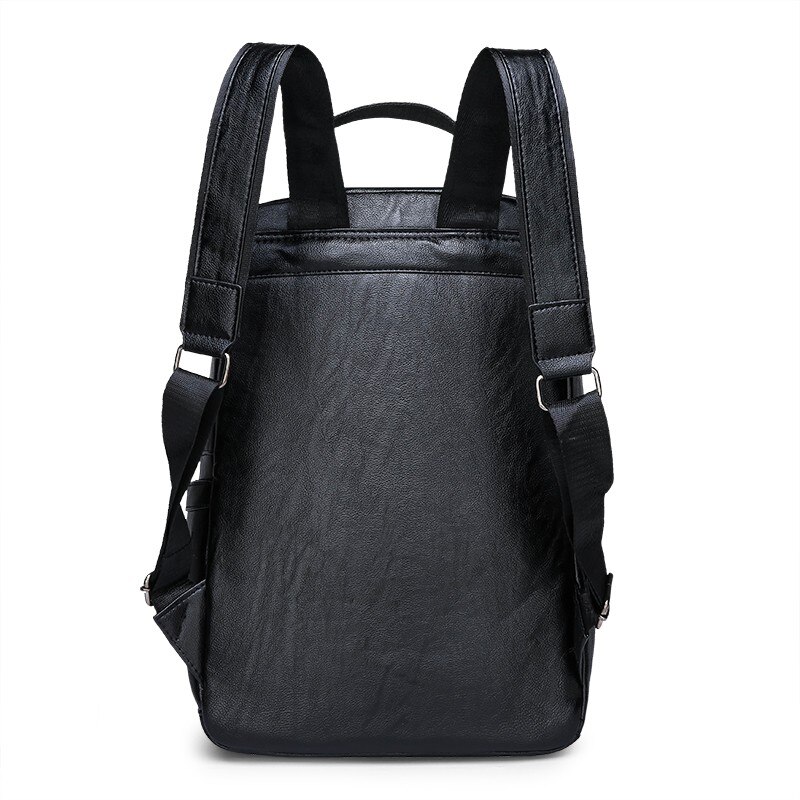 Mochilas de negocios de para hombre, bolso de viaje de cuero PU, Color negro, mochila universitaria, bolsas de libros grandes para estudiantes y niños