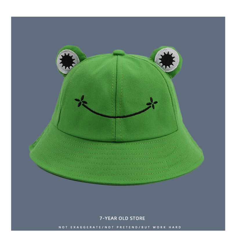 Summer Cotton Cute Frog Bucket Hat Men Women Outdoor Fishing Caps Foldable Fisherman Hat Bucket Hats adults