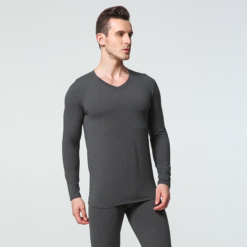 1 Sets Winter Long Johns Men Thermal Underwear Sets Simple Solid V-neck Keep Warm For Man Male Clothing Sleep Wear Spring Autumn