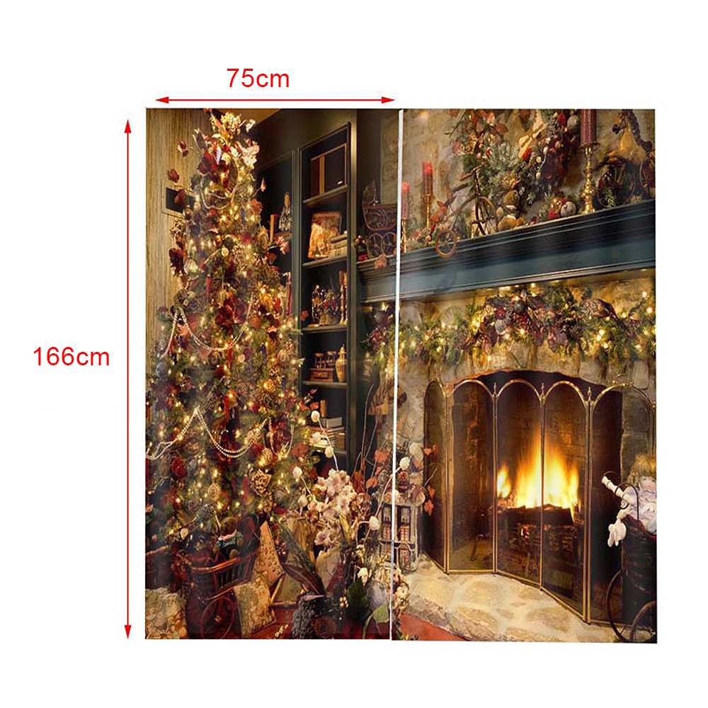Noël nouvel an décorations rideaux pour salon chambre décor Santa Clause bonhomme de neige renne noël fenêtre rideau: Type 7