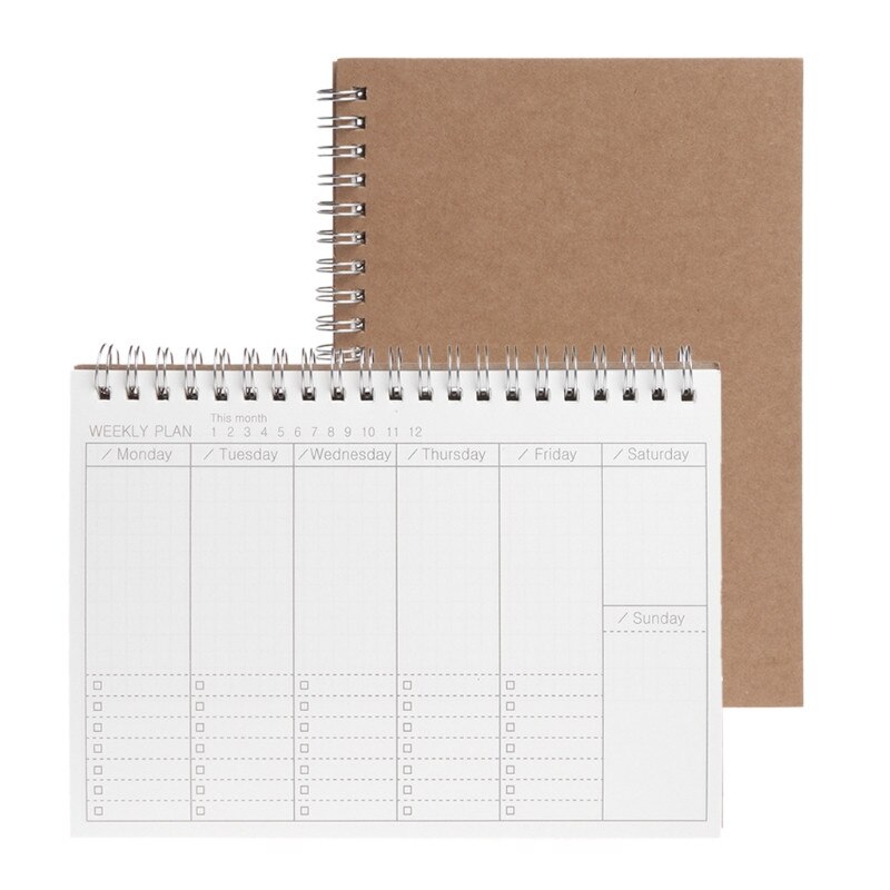 Planner Book Monthly Weekly Daily Agenda Schedule Blank Diary DIY Study Notebook: W