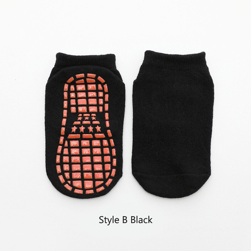 Kids Anti-Slip Sock Boy Girl Trampoline Sock Blue Black Cotton Short Socks Breathable Elasticity Sport Child Outside Foot Wear: Style B Black / 1-5T
