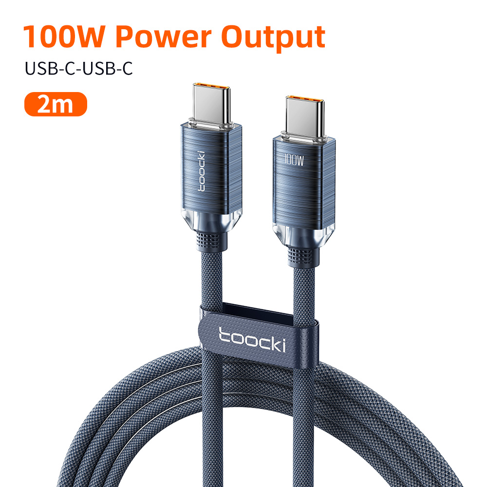 Toocki usb typ c bis typ c kabel 100w schnell ladegerät kabel datenkabel für macbook huawei xiaomi poco samsung USB-C kabel: Himmel Blau