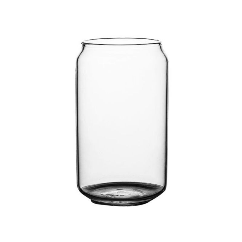 Simple Glass Can Shaped Cup Eco-Friendly Cold Drink Cup Dessert Shake Cafe Beverage Juice Milk Cup: 400ml