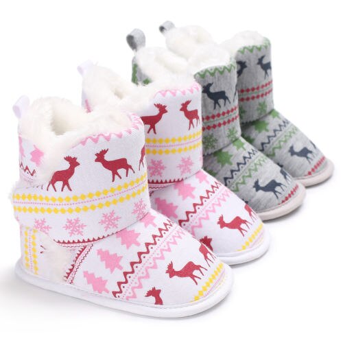 SchöNe Warme Winter Neugeborenes Baby Mädchen Warme Stiefel Kleinkind Hirsch Weihnachten Sanft Krippe Schuhe Schnee Stiefel Turnschuh 0-18 Mt