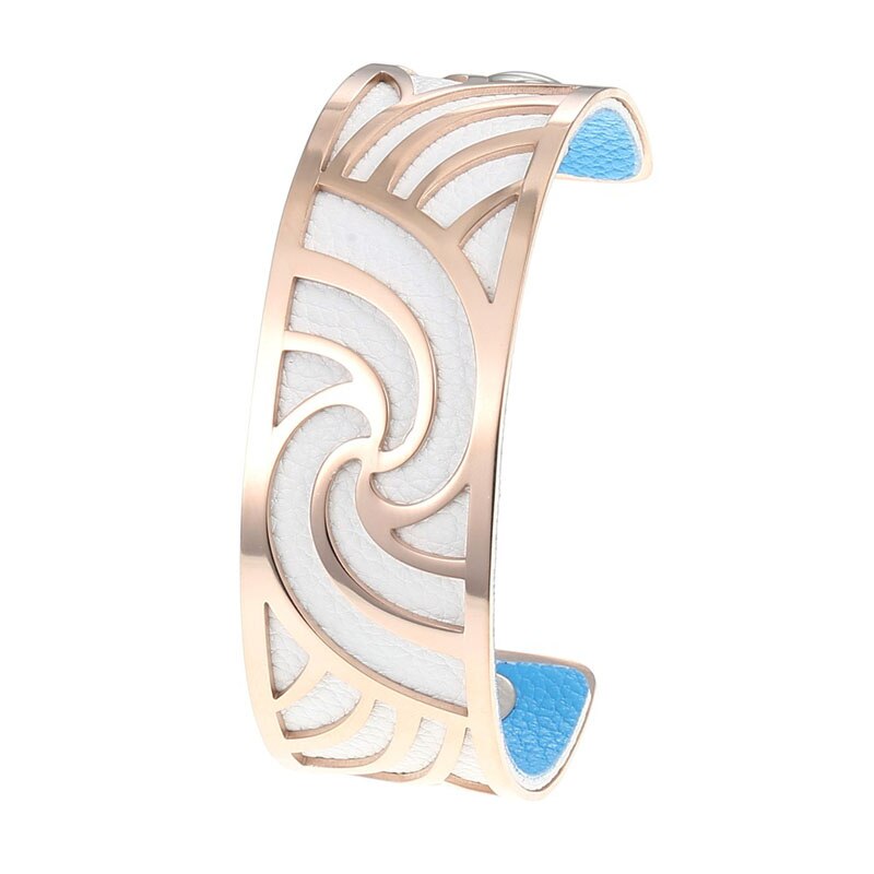 Cremo roségouden manchet bangle bijoux acier inoxydable femme manchette armband omkeerbare lederen band sieraden: 3