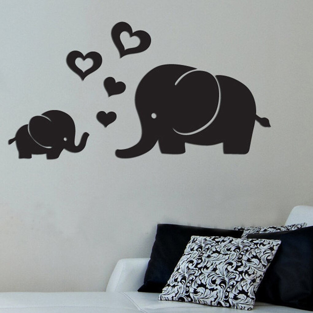 Elefant spejl vægklistermærke aftageligt vandtæt mærkat til hjemmets stue soveværelse dekoration
