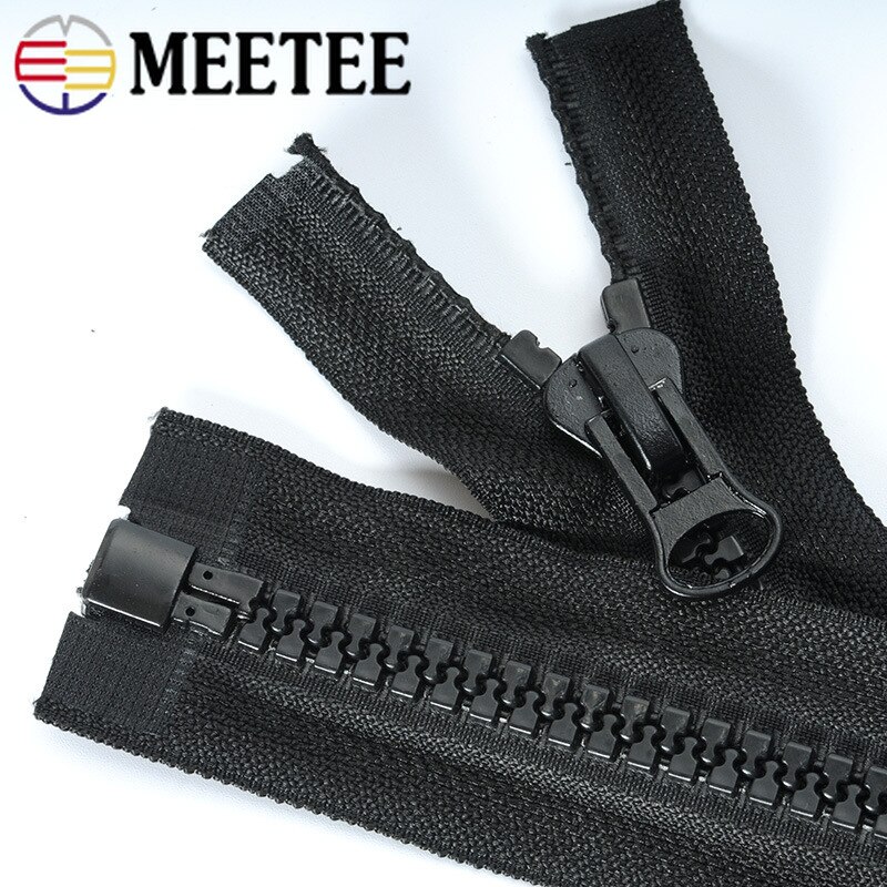 Meetee 8# Black White Resin Zipper Eco-friendly Open-end Zippers for Jackets Coat Sleeping Bag Tent Zips DIY Sewing Accessories