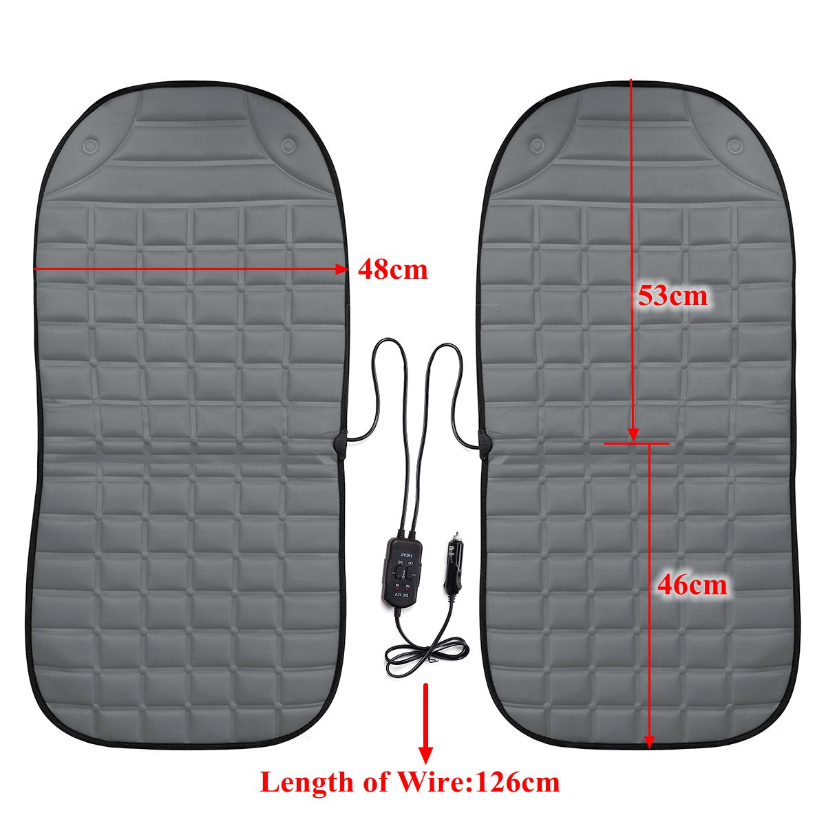 Electric Heated Car Double Seat Cover Heated Cushion Seat Warmer Winter Household Cover Heating Mat Warmer Cars Seat Heater: 2pcs Gray