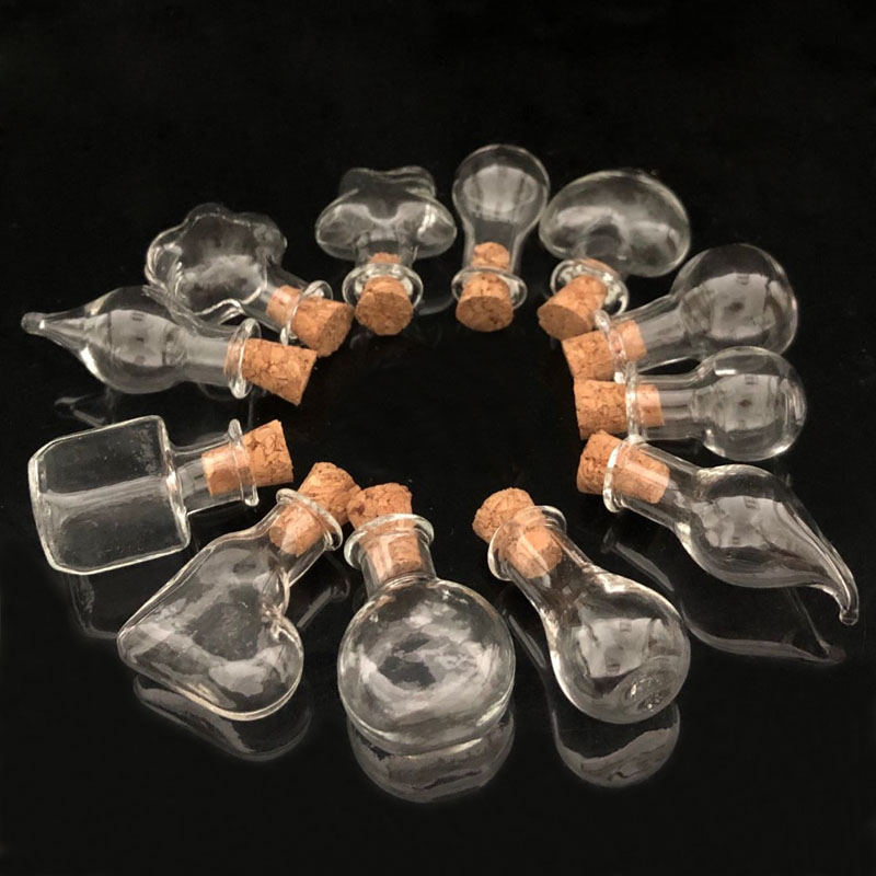 Mini frasco de vidro transparente, 50 peças amostra vazia garrafa dos desejos frascos de armazenamento vazio diy pingentes rolha decoração de casa rolha