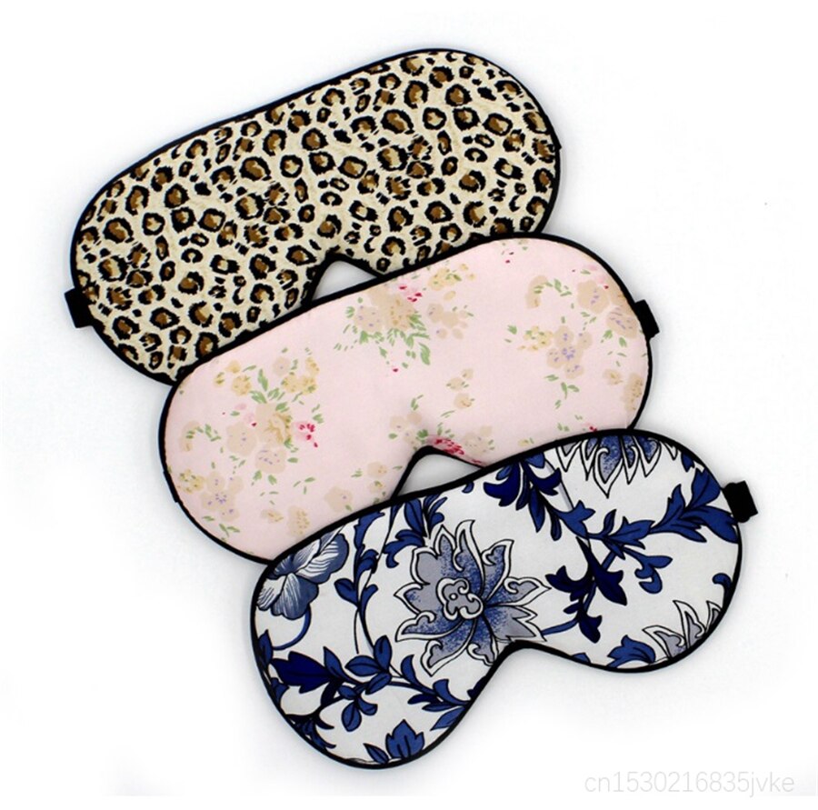 Mascarilla de seda de mora para dormir, 100% de porcelana china con estampado Floral, súper lisas, antifaz para dormir de viaje, azul y blanco