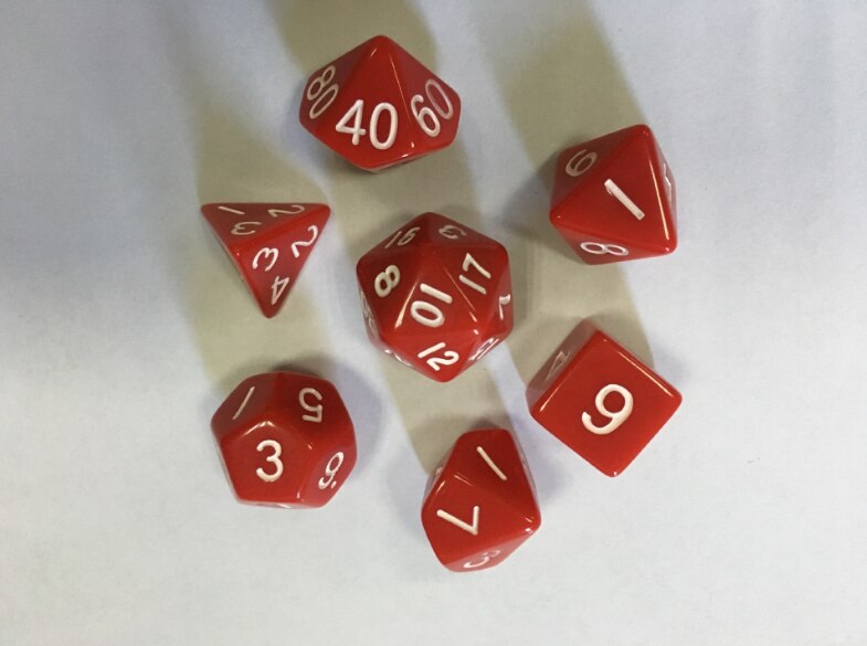 Juego de dados matemáticos para niños, juego de dados de TRPG, 7 unidades: Red