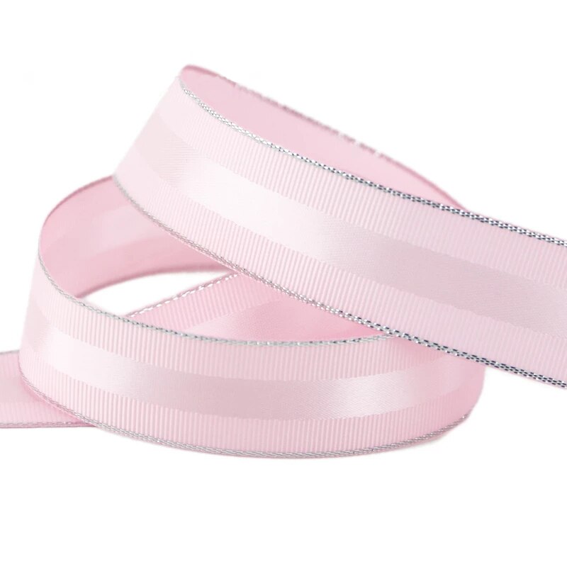 (5 meters/lot) 25mm silver Edged Grosgrain Ribbon an Lace wedding Christmas ribbons