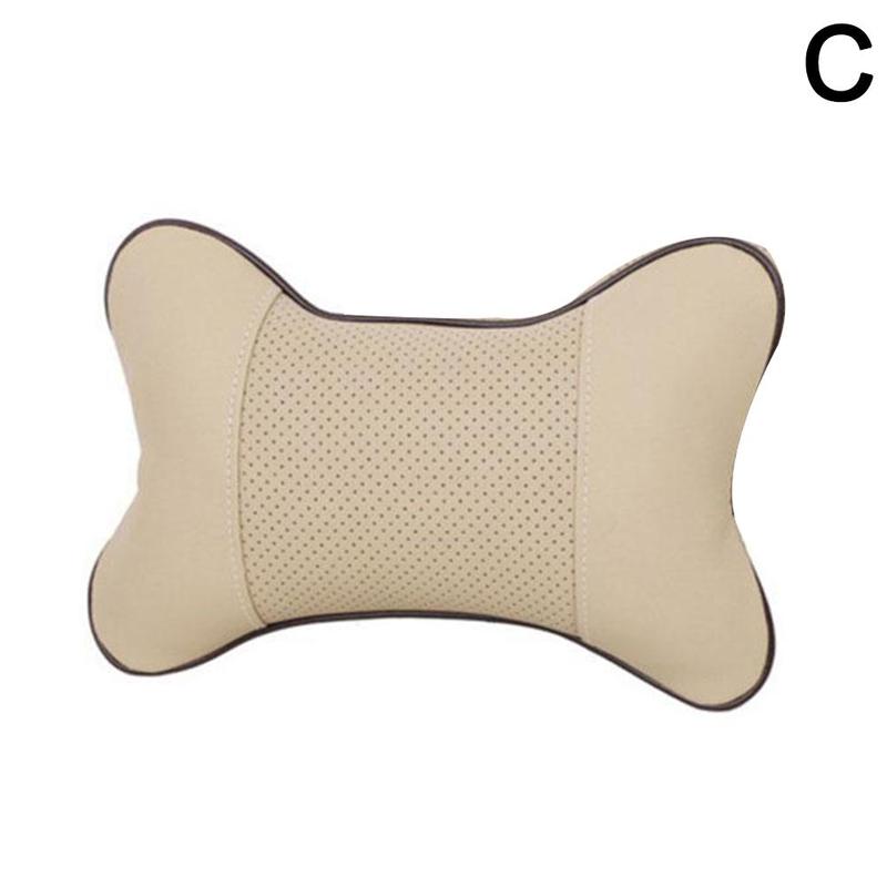 Car Pillow Auto Interior Accessories Car Headrest PU Leather Neck Headrest Protector Four Season General Purpose Car Neck Pillow: Beige