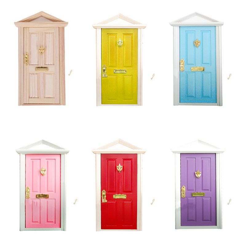 1:12 schaal poppenhuis miniatuur houten fee deurklopper deurplaat slot sleutel decor dxad