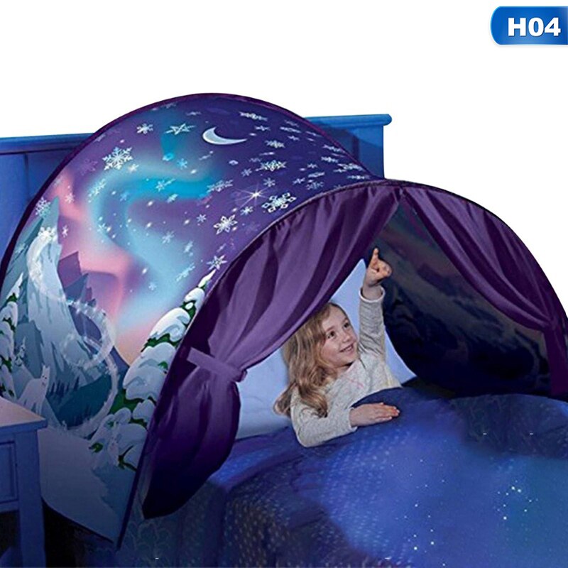 Bed Foldable Starry Sky Dream Tent With Light Storage Pocket Children Sleeping Foldable Mattress Tent Tent