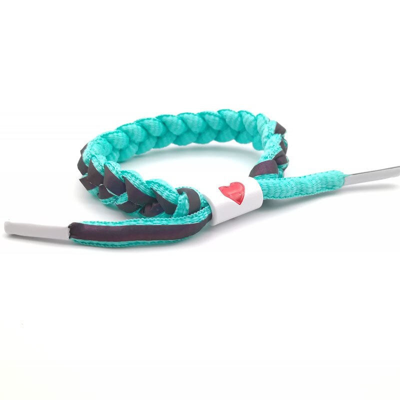 Holographic Reflective Peach Heart Bracelet Couple Color Changing Bracelet Man and Woman Students Safety Hand-Woven Bracelet: green