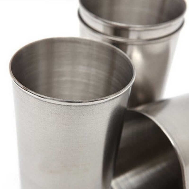 Bärbart rostfritt stål polerat vin dricksglas glas kopp kärl 4 st / set med läder täckväska väska bärväska barware