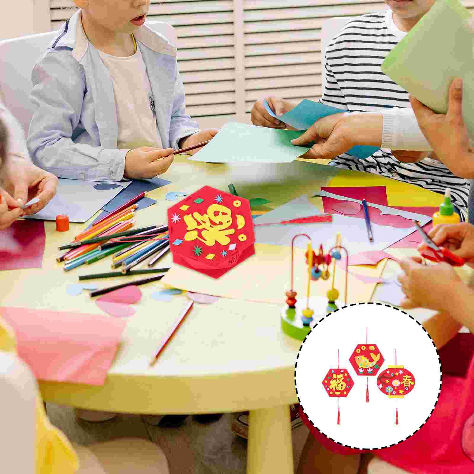 3pcs Chinese Lanterns Decorations Festival Funny Chinese Lantern Lantern DIY Material Kindergarten Decoration