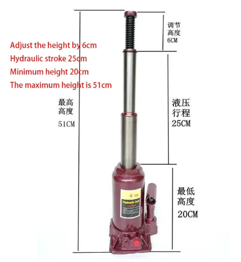 Carico 4 tonnellate 4 T martinetto idraulico a doppia sezione fuoristrada SUV veicolo commerciale cambio pneumatici 3 sezioni strumento di sollevamento