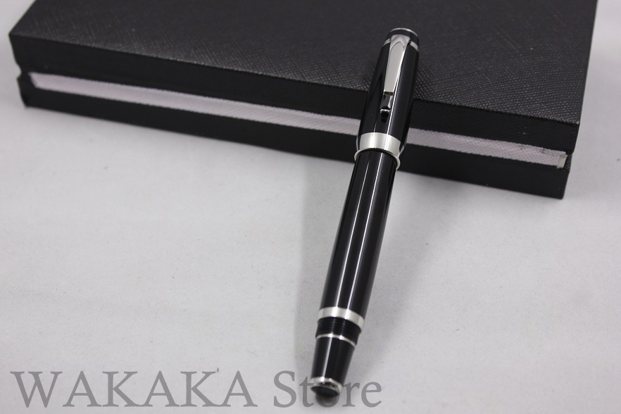 Luxury Wakaka mon stone Roller Gel pen roller ball blanc ink pen: Silver Black