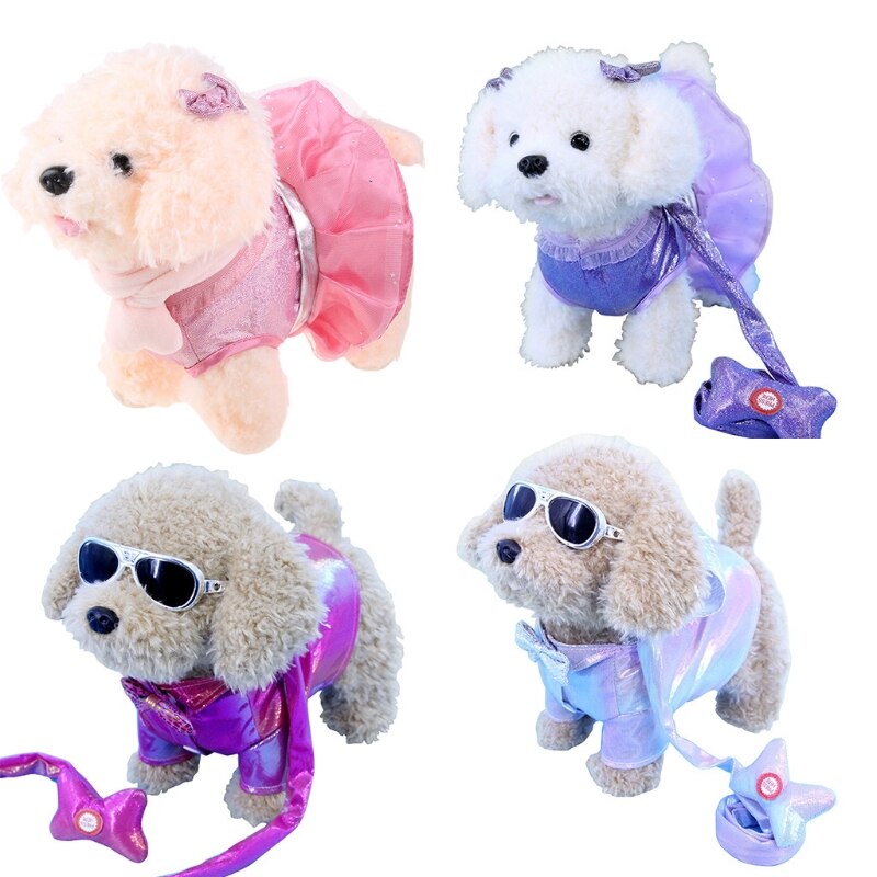 Jouet en peluche électrique avec laisse pour enfants, chiot, jouet de marche, Simulation de chant, danse, chien, musique, chien mécanique