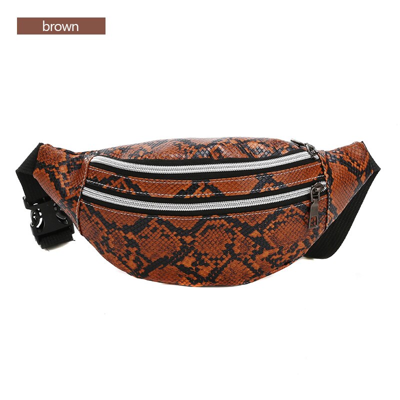 AIREEBAY 3-Tasche Serpentin Frauen Taille Tasche Dame fanny Pack Gürtel Tasche Mini frauen Tasche Luxus taille Pack: 4216Braun