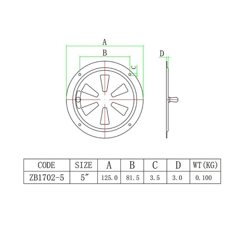 U1JF Marine Boot Yacht Kabine Lüftungsplatte Rundluftzentrieblähte Abdeckung für 3 mm Bolzen geeignet