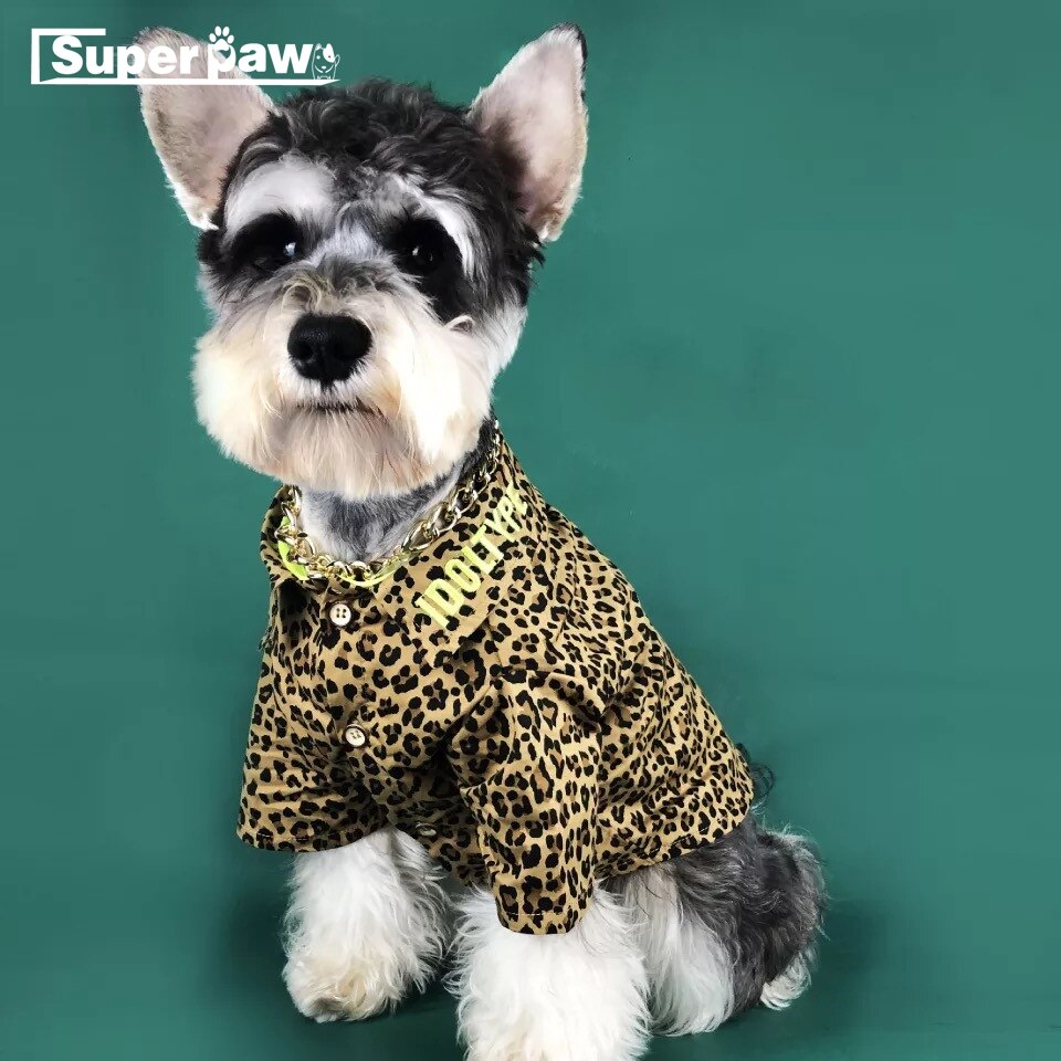 Mode Hond Luipaard Print Shirt Kleding Voor Kleine Medium Puppy Honden Kleding Jas Outdoor Kostuums Franse Bulldog YHC01